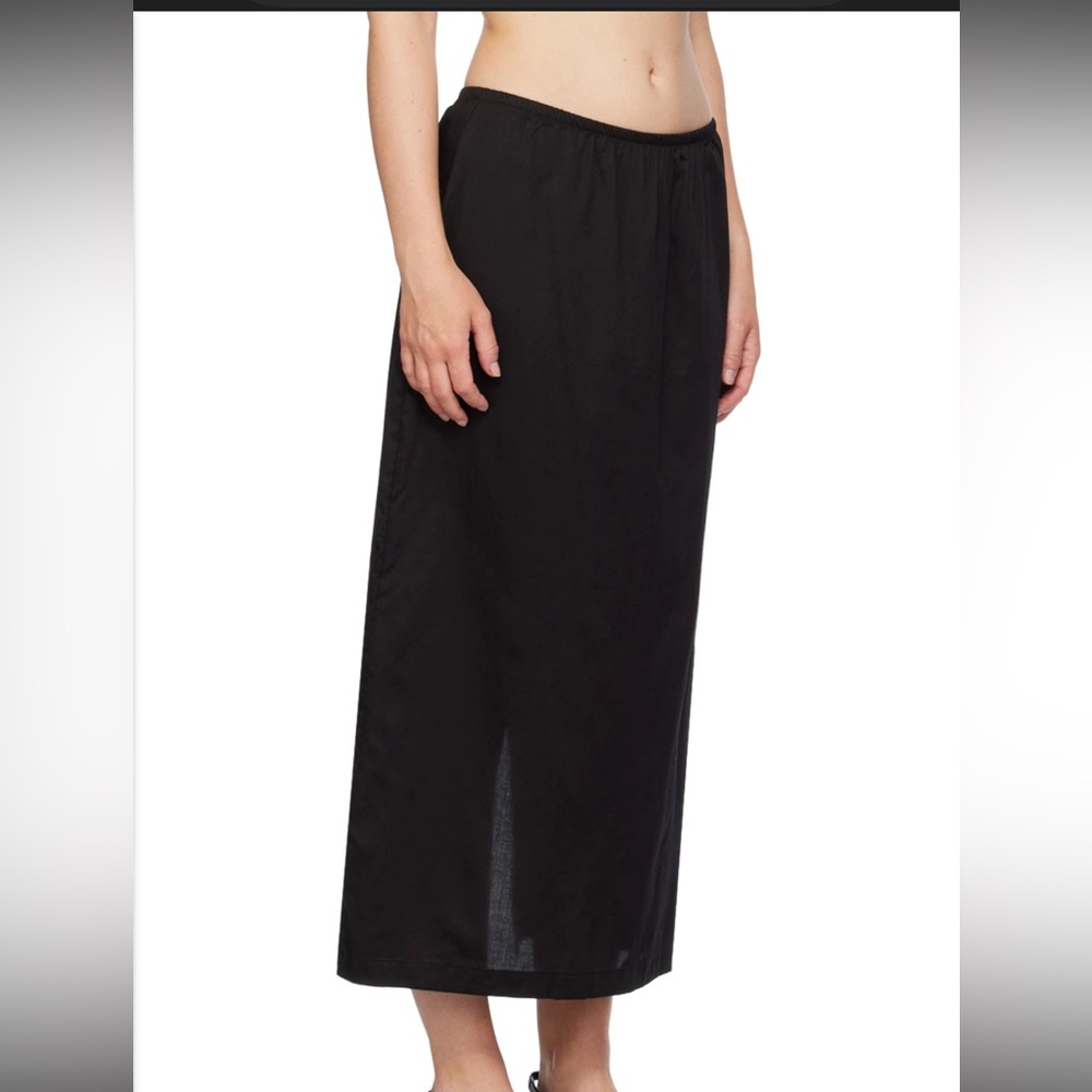 LESET Black Midi Slip Skirt